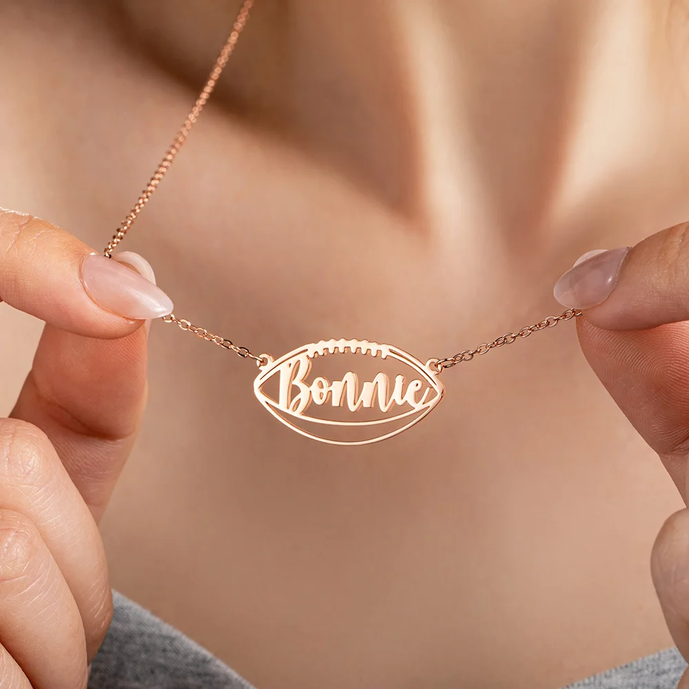Personalized Football Name Necklace Unique Gift for Football Fans, Sports Jewelry