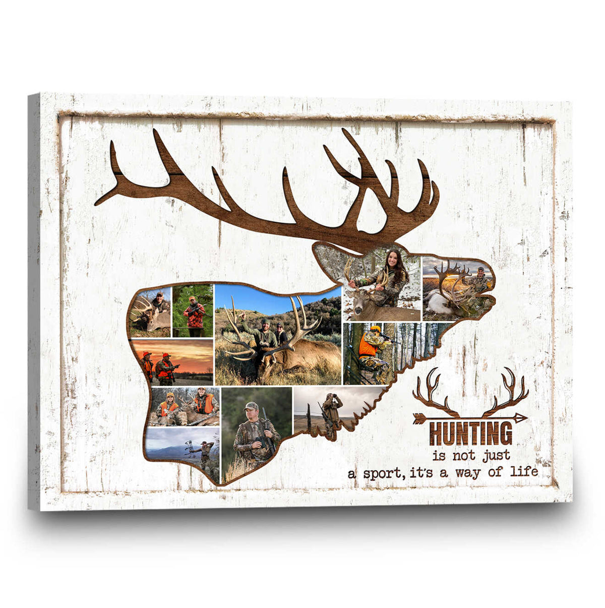 Personalized Deer Hunting Photo Collage Canvas Gift For Hunters