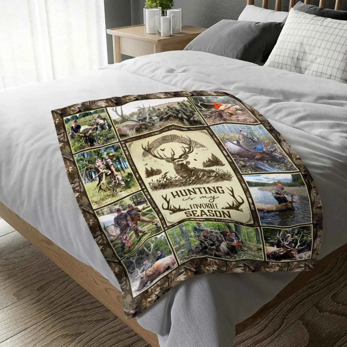 Custom Elk Hunting Blanket, Custom Blanket For Hunter, Dad Blanket, Grandfather Blanket, Hunting Lover Blanket, First Elk Photo Gift