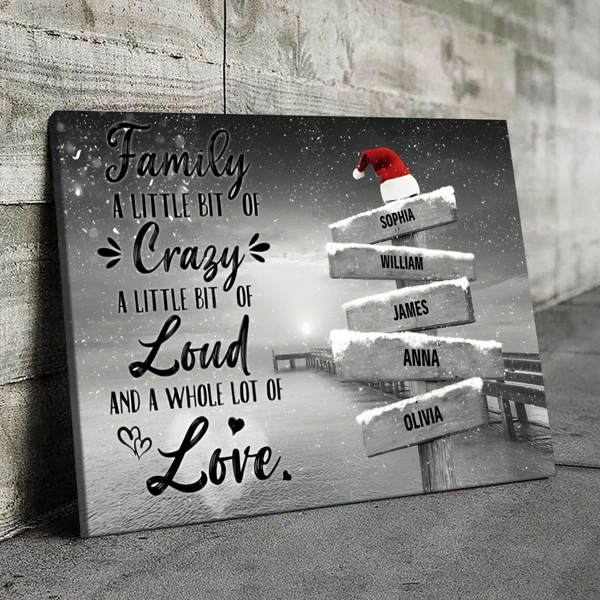 Family A Little Bit Of Crazy Personalized Family Christmas Poster