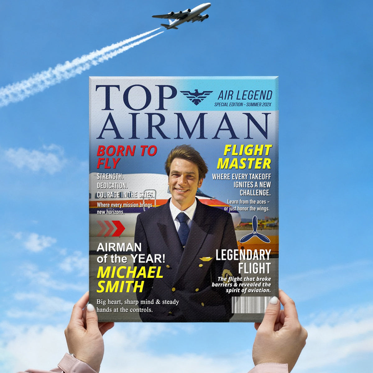 Personalized Airman Magazine Cover, Unique Gift for Pilots and Veterans, Airman Dad Gift, Custom Air Force Gift