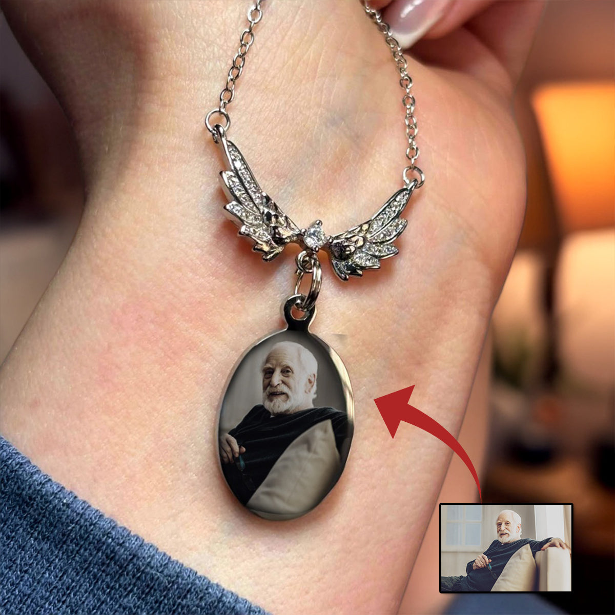 Personalized Photo Guardian Angel Necklace