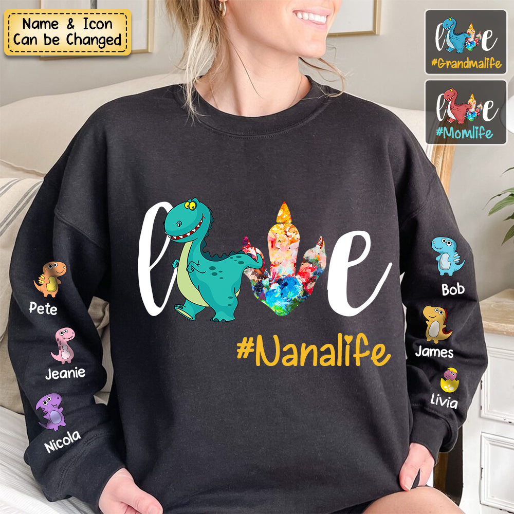 Personalized Love Grandma Dinosaur Kid Name Sweatshirt