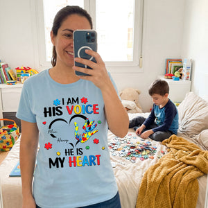 I'm His Voice He's My Heart Autism - Personalized Shirt - Autism Awareness