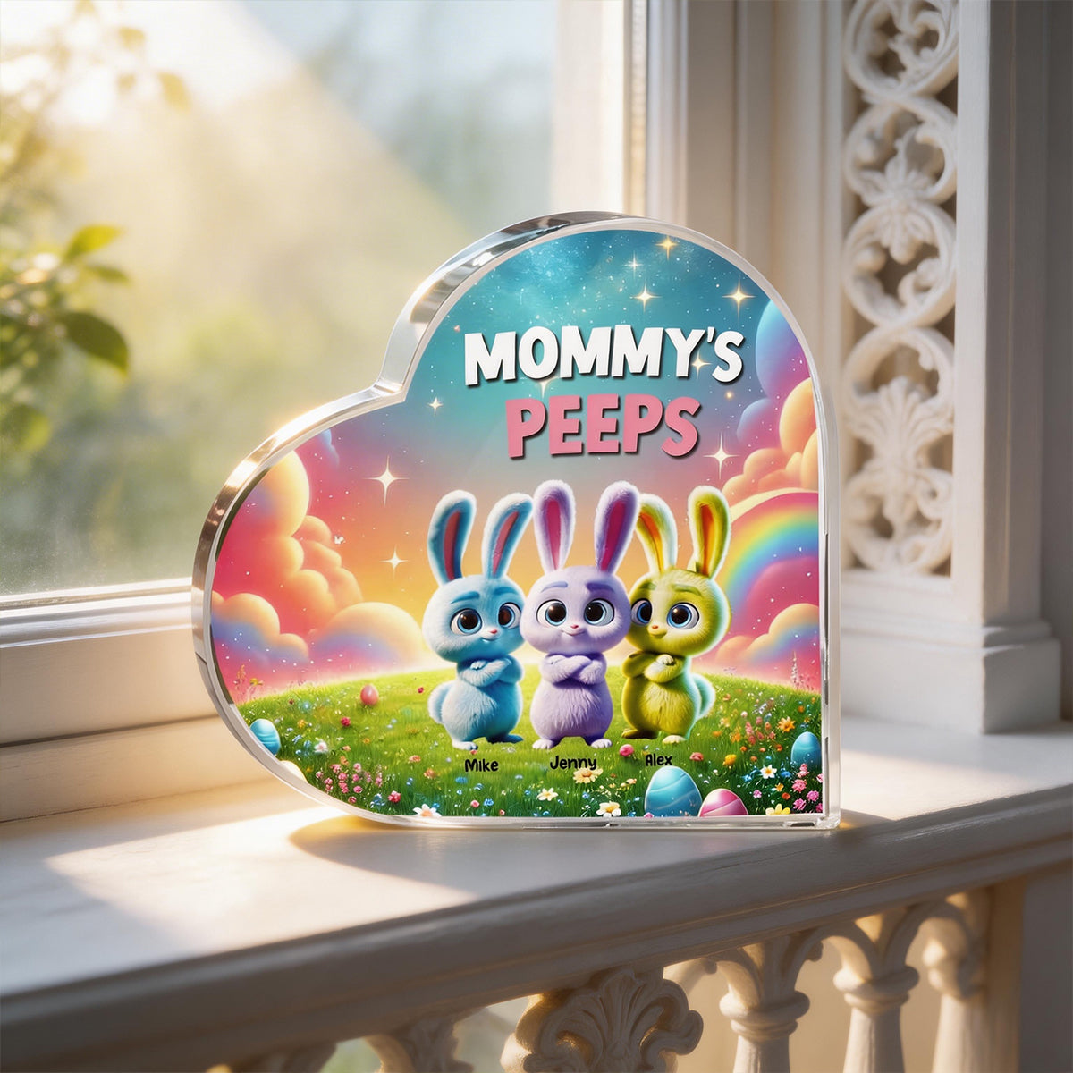 Personalized Gifts For Mom Heart Plaque, Bunny Easter Day