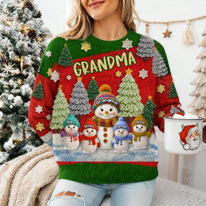 Custom Snowman Unisex Ugly Sweatshirt - Personalized Christmas Birthday Gifts For Mom, Grandma - Together We Shine This Christmas