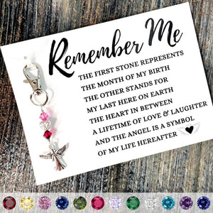 Personalized Remember Me Poem & Charm - Sympathy Gift, Loss, Memorial, Remembrance (Elegant Angel + Heaven’s Light Heart)