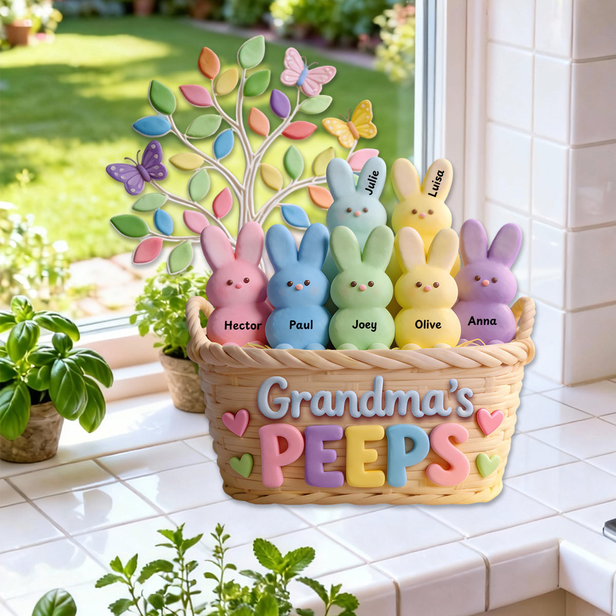 Personalized Grandma Bunny Easter Custom Shaped Acrylic Plaque
