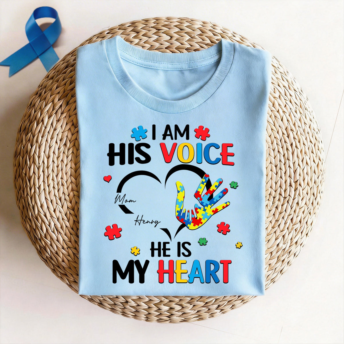 I'm His Voice He's My Heart Autism - Personalized Shirt - Autism Awareness
