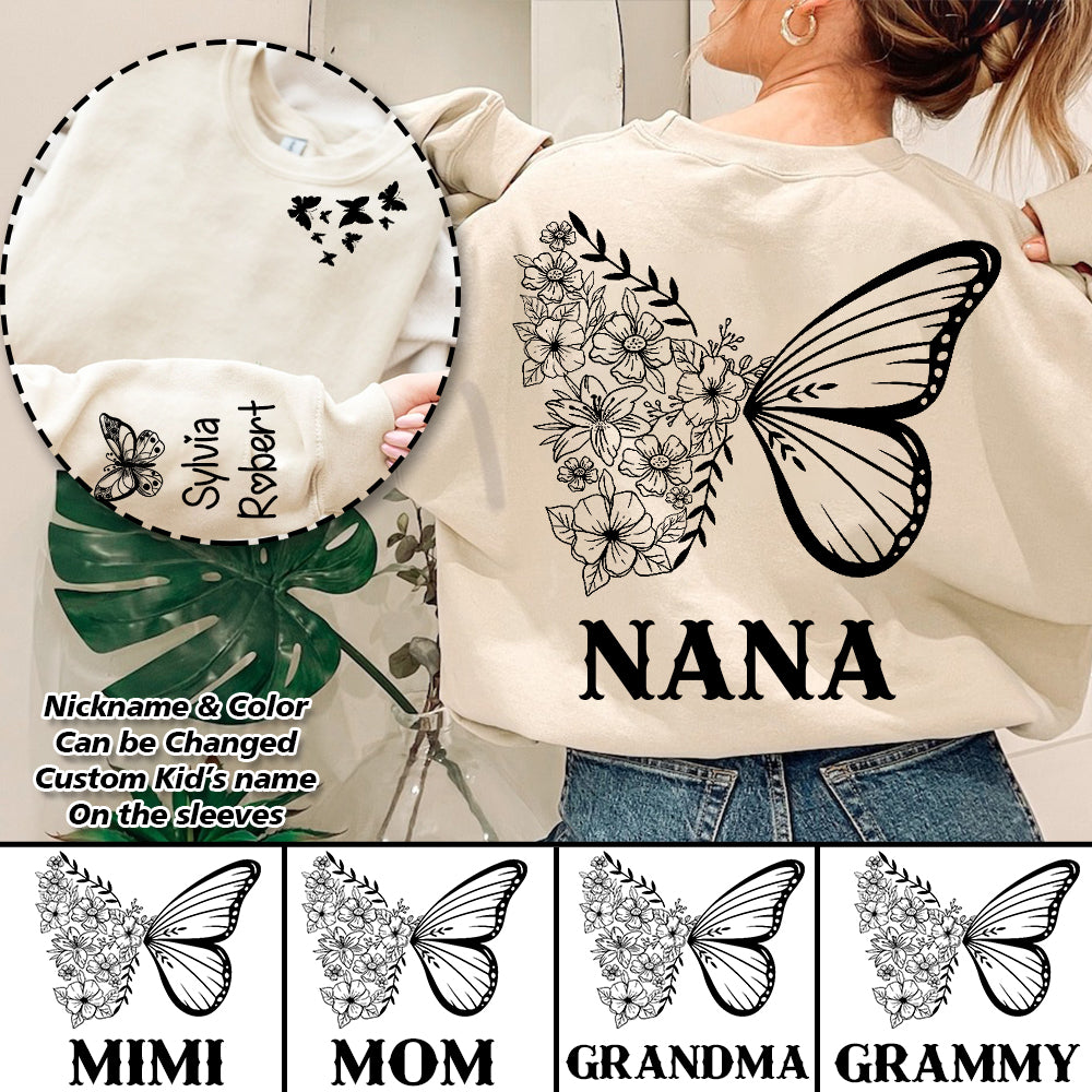 Personalized Grandma/Mom Kids Butterfly Sweatshirt