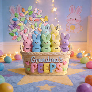 Personalized Grandma Bunny Easter Custom Shaped Acrylic Plaque