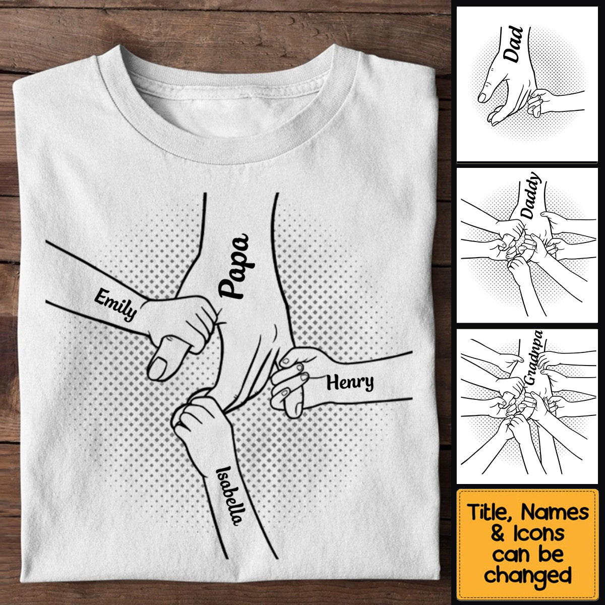 Hand in Hand I Will Always Protect You Family Personalized T-Shirt,Father's Day Gift For Daddy,Papa