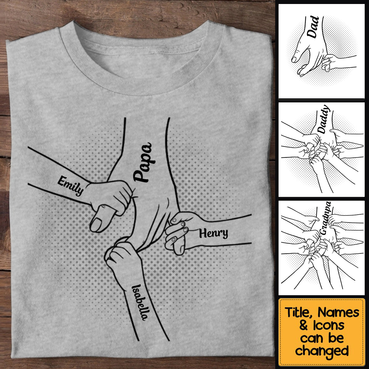 Hand in Hand I Will Always Protect You Family Personalized T-Shirt,Father's Day Gift For Daddy,Papa