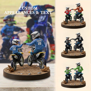 Dad And Kid - Personalized Dirt Bike Shaped Acrylic Plaque