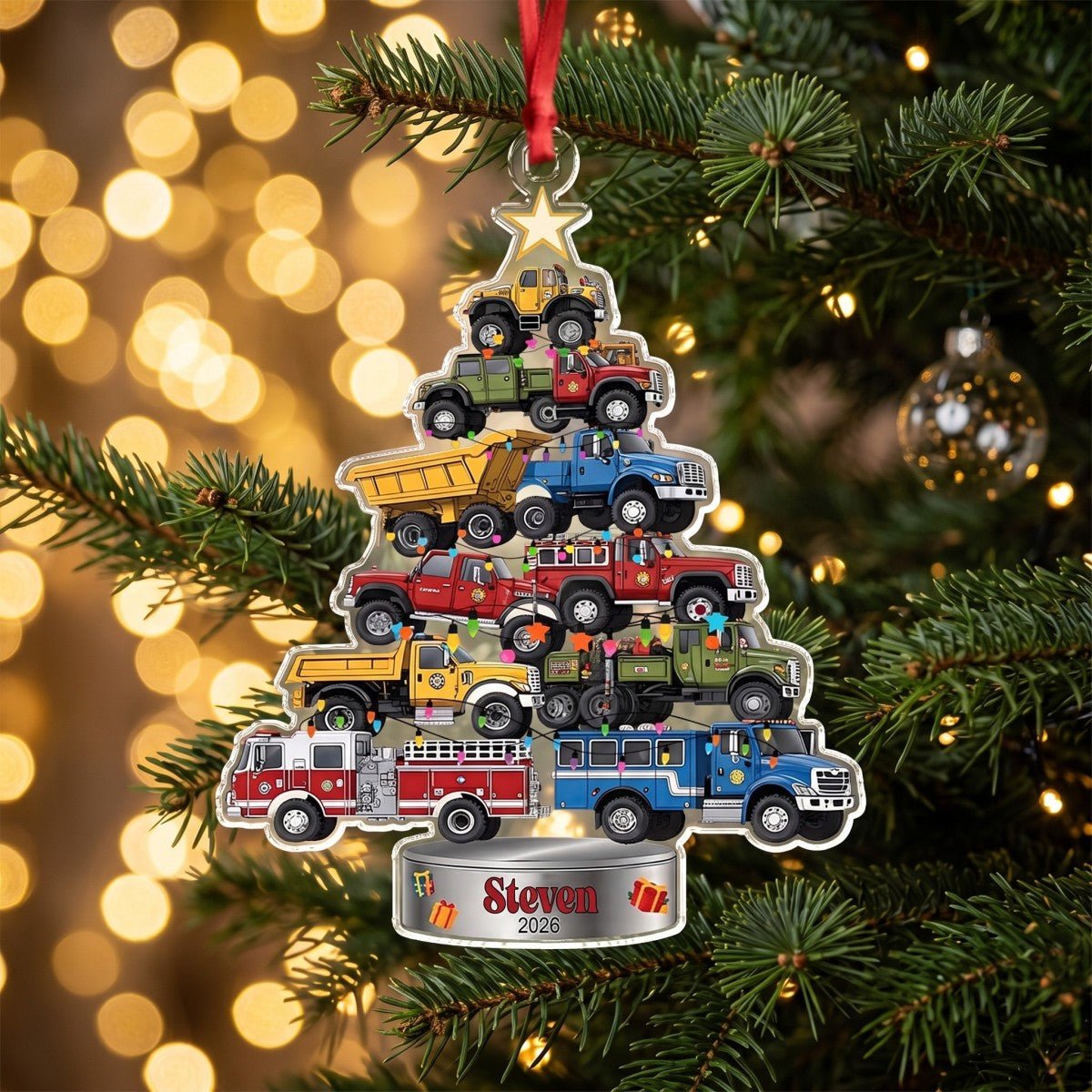 Trucks Vehicle Christmas Acrylic Ornament - Personalized Gift For Truck Lovers