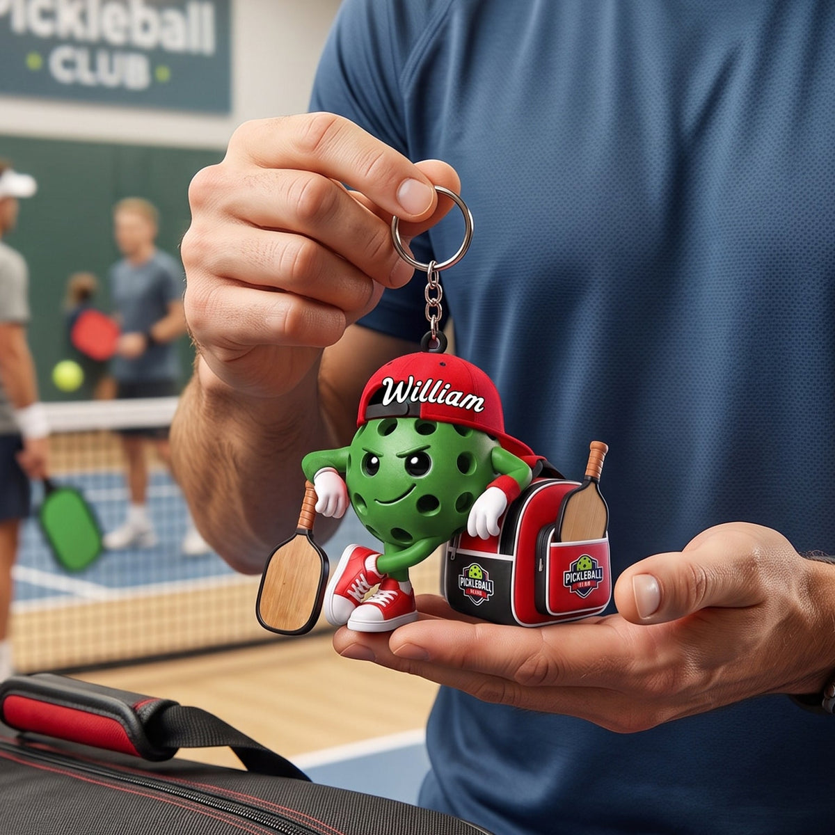 Pickleball Player Personalized Cute Pickleball Mascot Keychain Gift For Pickleball Lovers