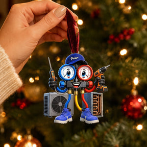 HVAC Manifold Gauge Mascot Hanging Ornament – Personalized Gift For Heating & Cooling Professionals