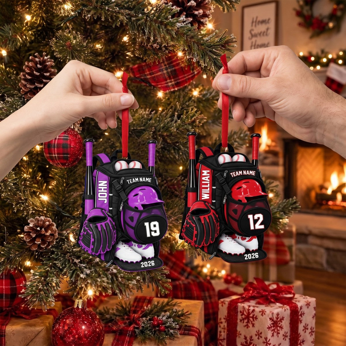 Personalized Baseball Gear Bag Christmas Ornament 2026 – Custom Name, Number & Team Acrylic Keepsake | Gift For Players & Coaches