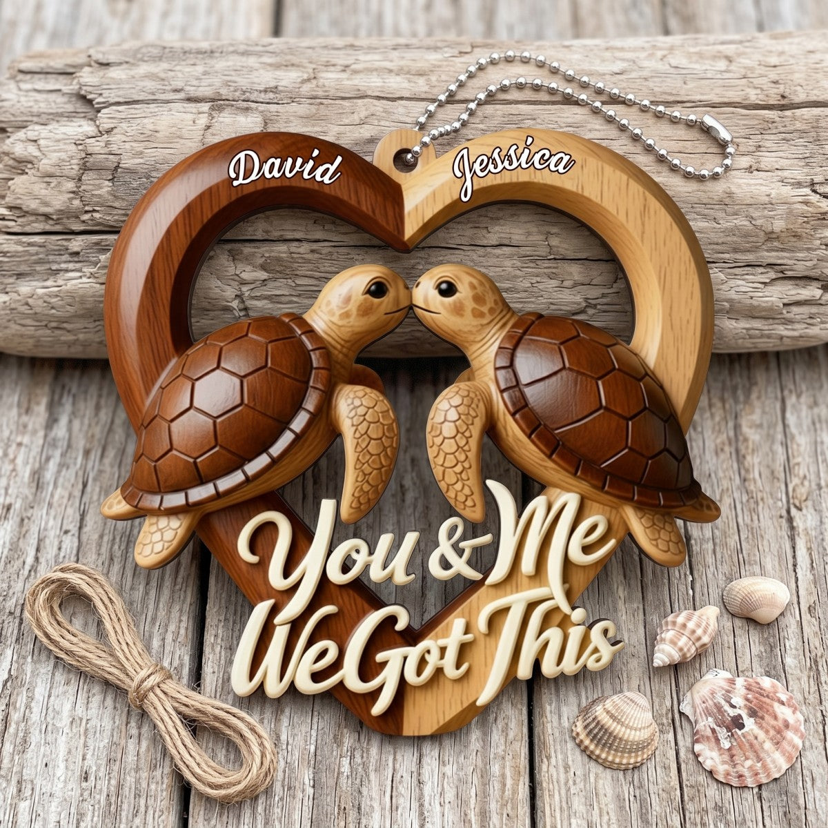 Heart With Turtles – Personalized Acrylic Hanging Ornament