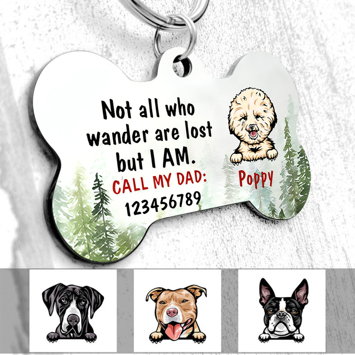 Personalized Dog Lost Wander Bone Pet Tag For Dog Mom, Dog Dad