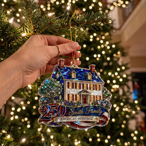 Custom Shape American House Personalized Acrylic Ornament – America 250th Family Keepsake
