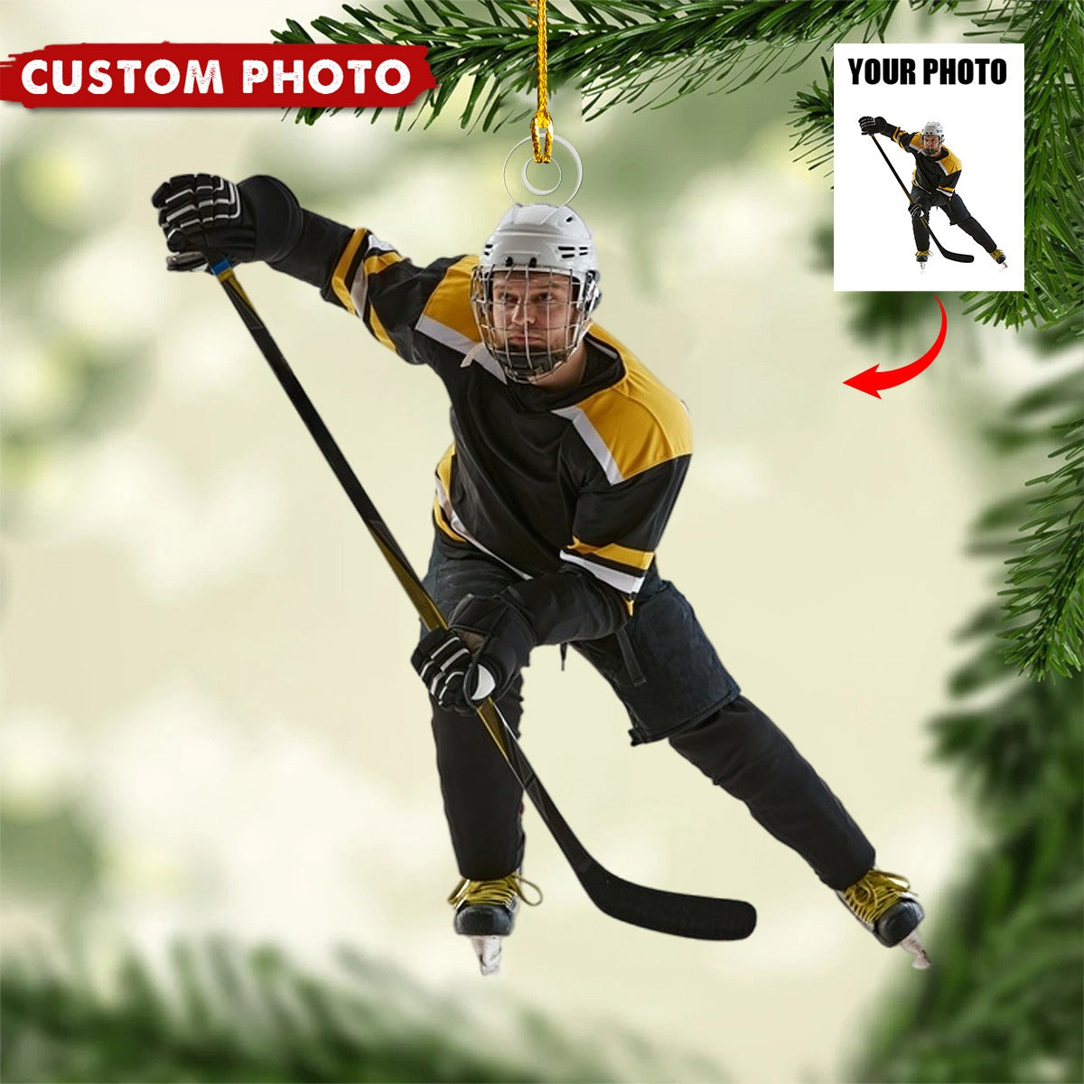 Custom Photo Ornament - Christmas Gift For Hockey Lovers