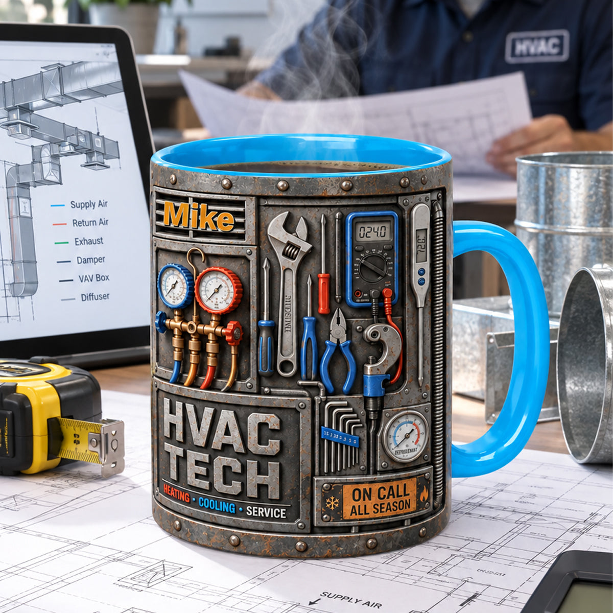 Personalized HVAC Coffee Mug – Custom Gift For Heating & Cooling Technicians