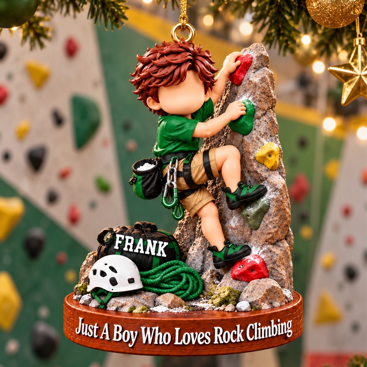 Personalized Rocking Climbing Boy Rocking Climbing Girl Christmas Ornament