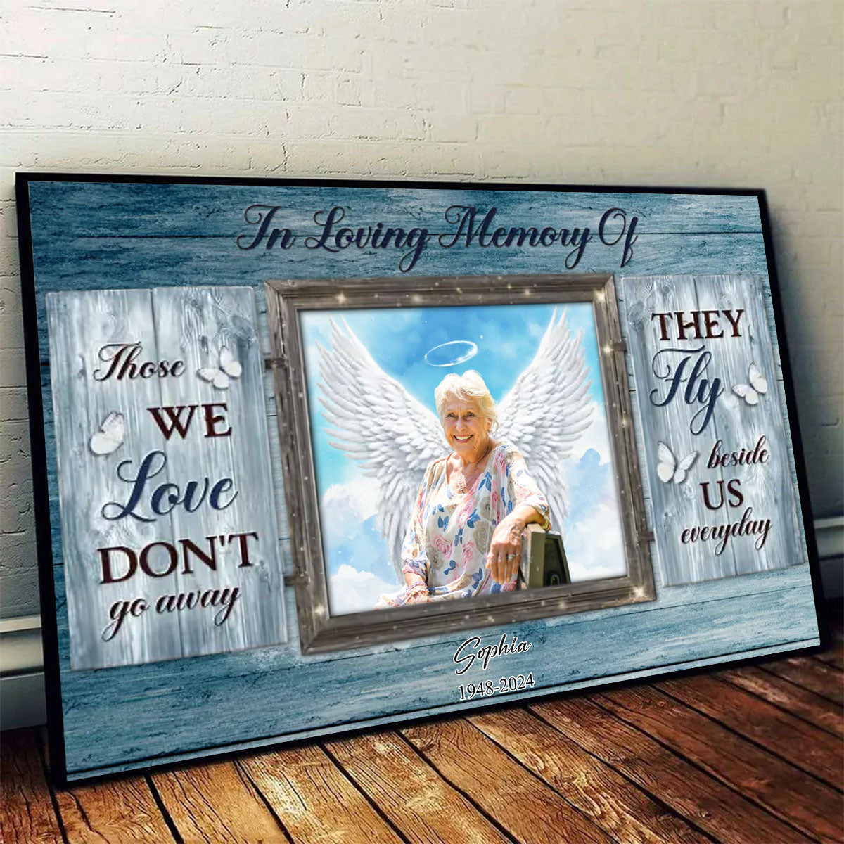 Personalized Remembrance Gift, In Loving Memory, Gift For Sympathy Angel Wings Canvas