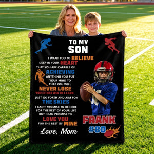 Custom Photo Personalized American Football Blanket Gift for American Football Player