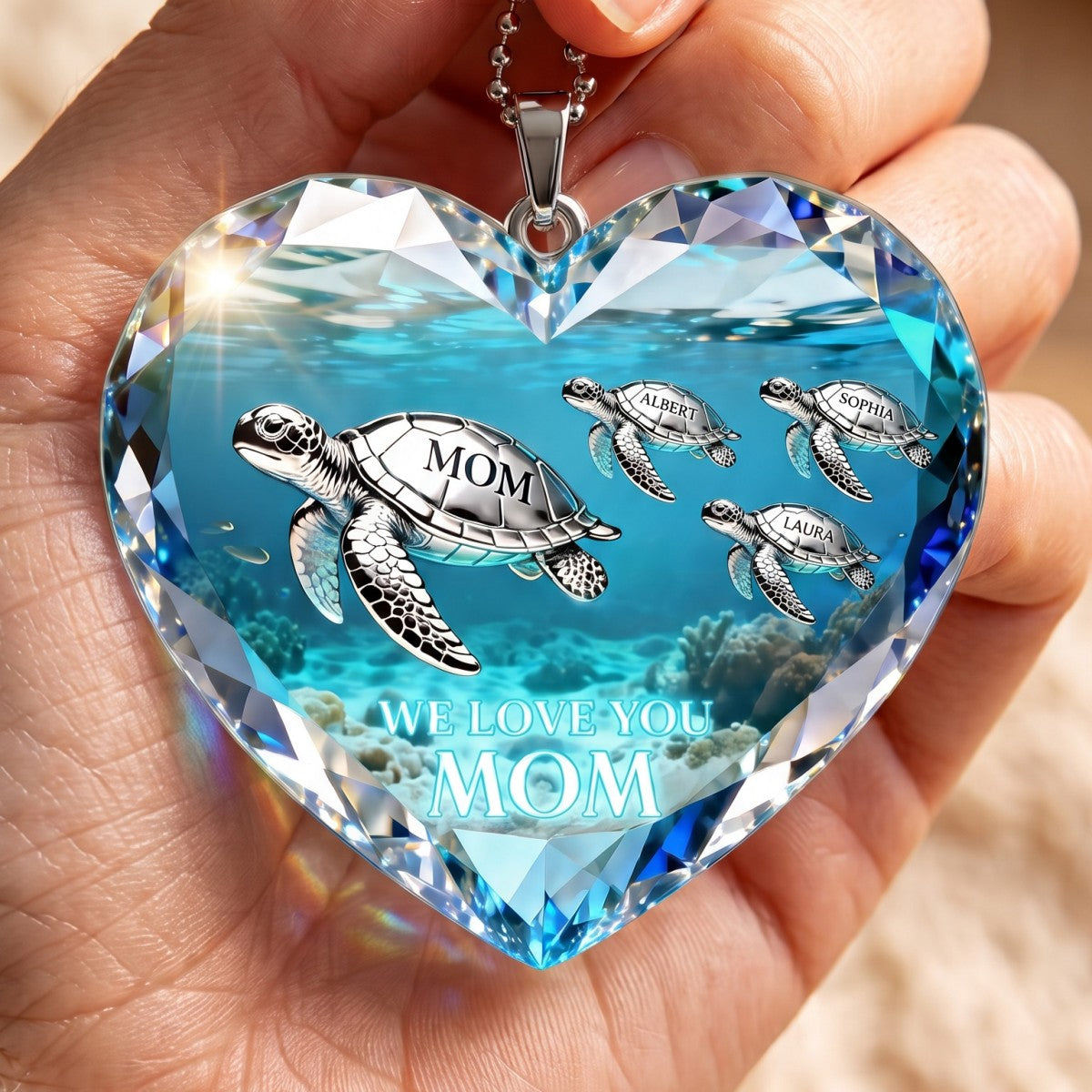 Sea Turtle Mom Personalized Acrylic Car Hanger Ornament