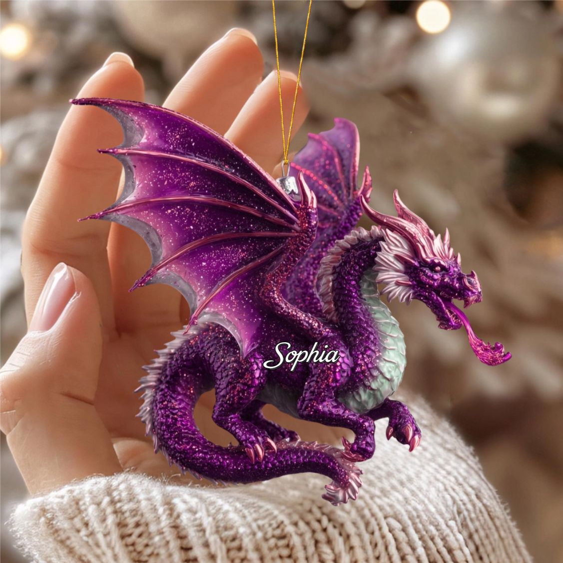 Mystic Dragon Christmas Ornament, Personalized Ornament For Dragon Lovers