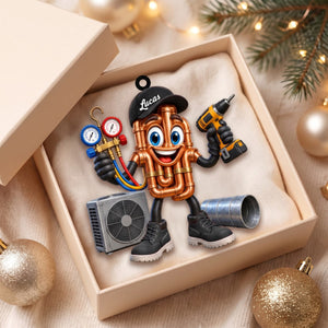 Copper Pipes HVAC Mascot Ornament – Funny Personalized Gift for AC Technicians