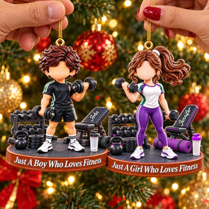 Gym Gift - Just A Boy Who Loves Fitness Personalized Christmas Ornament