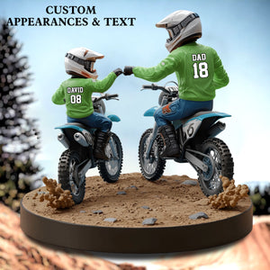 Dad And Kid - Personalized Dirt Bike Shaped Acrylic Plaque