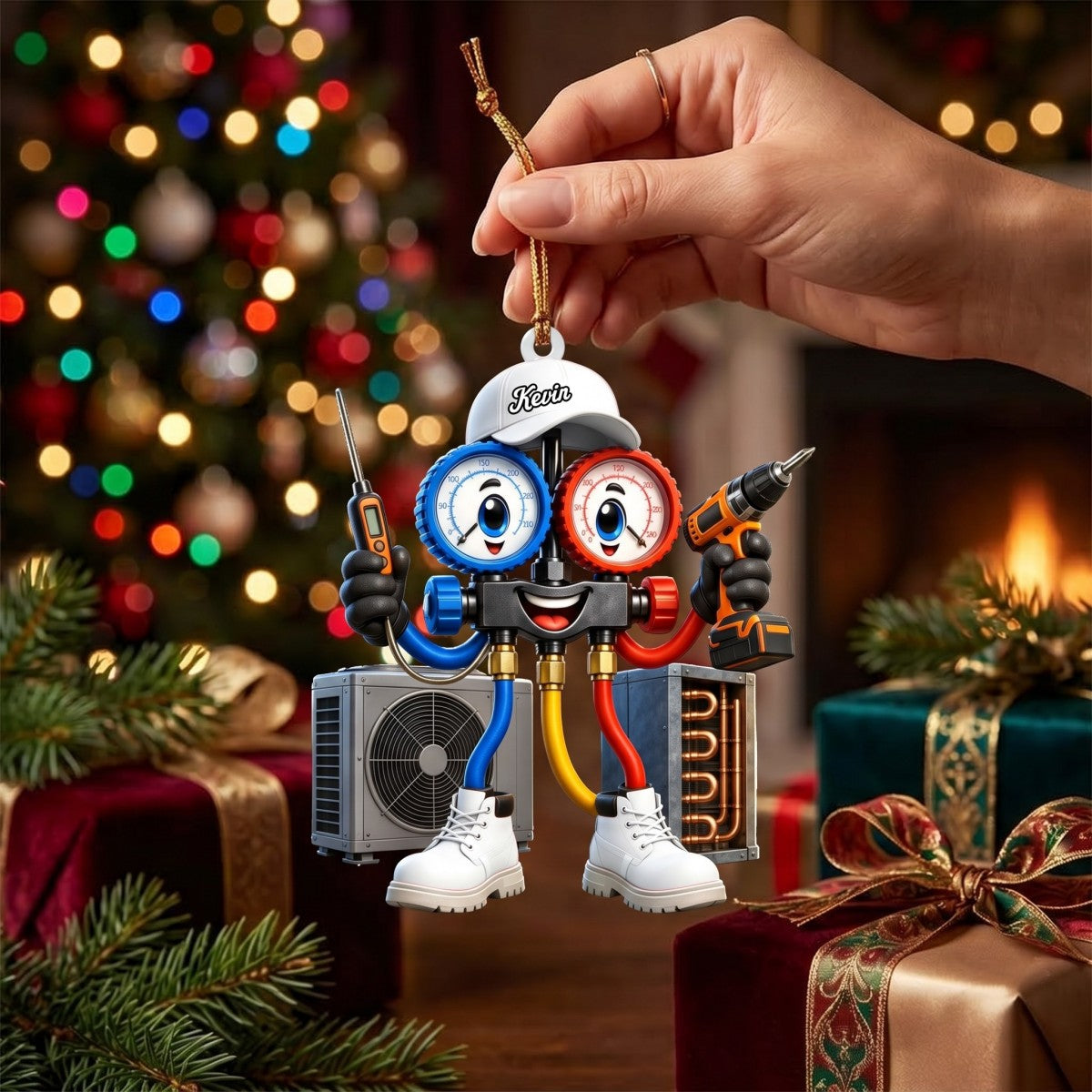 HVAC Manifold Gauge Mascot Hanging Ornament – Personalized Gift For Heating & Cooling Professionals