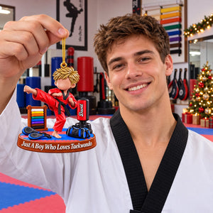 Taekwondo Lover Gift - Just A Boy Who Loves Taekwondo Personalized Christmas Ornament