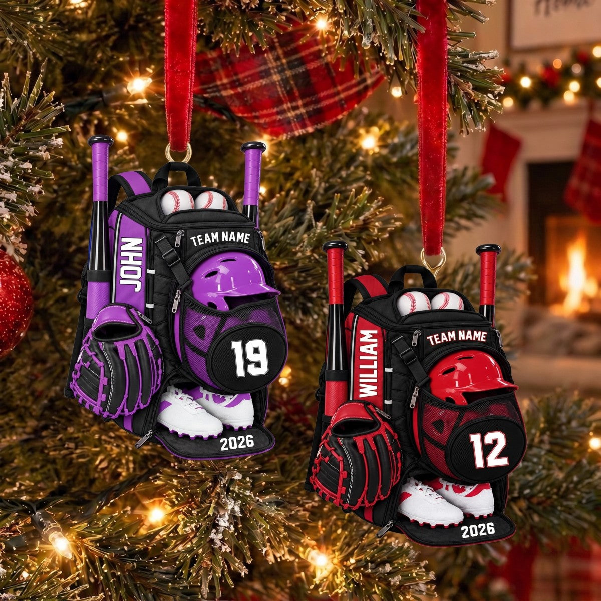 Personalized Baseball Gear Bag Christmas Ornament 2026 – Custom Name, Number & Team Acrylic Keepsake | Gift For Players & Coaches