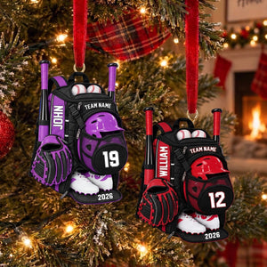 Personalized Baseball Gear Bag Christmas Ornament 2026 – Custom Name, Number & Team Acrylic Keepsake | Gift For Players & Coaches