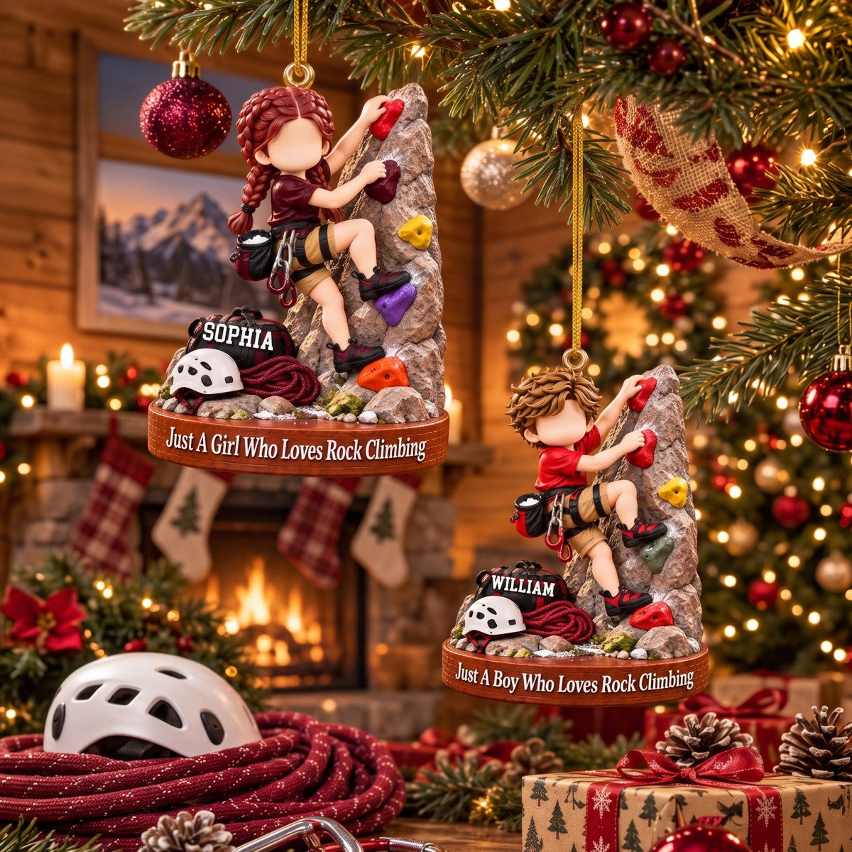 Personalized Rocking Climbing Boy Rocking Climbing Girl Christmas Ornament