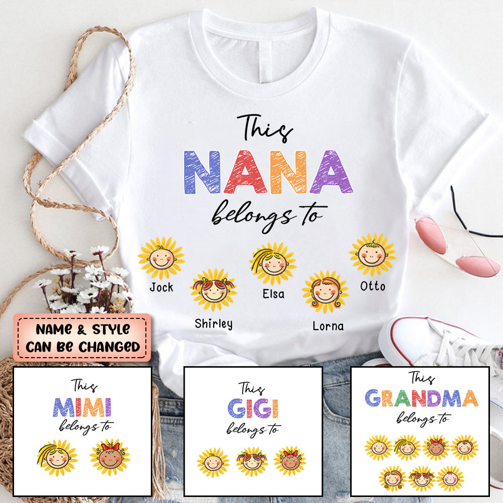 Personalized Mama Nana Mommy Belongs To Sunflower Kids T-shirt