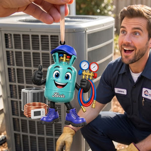 HVAC Refrigerant Tank Mascot Ornament – Funny Personalized Heating & Cooling Tech Gift
