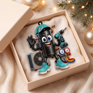 HVAC Compressor Mascot OK Hand Ornament – Funny Personalized Gift for AC Technicians