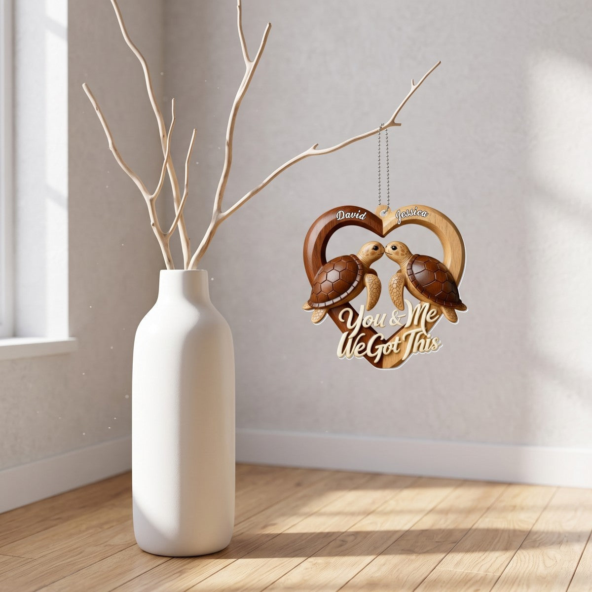 Heart With Turtles – Personalized Acrylic Hanging Ornament