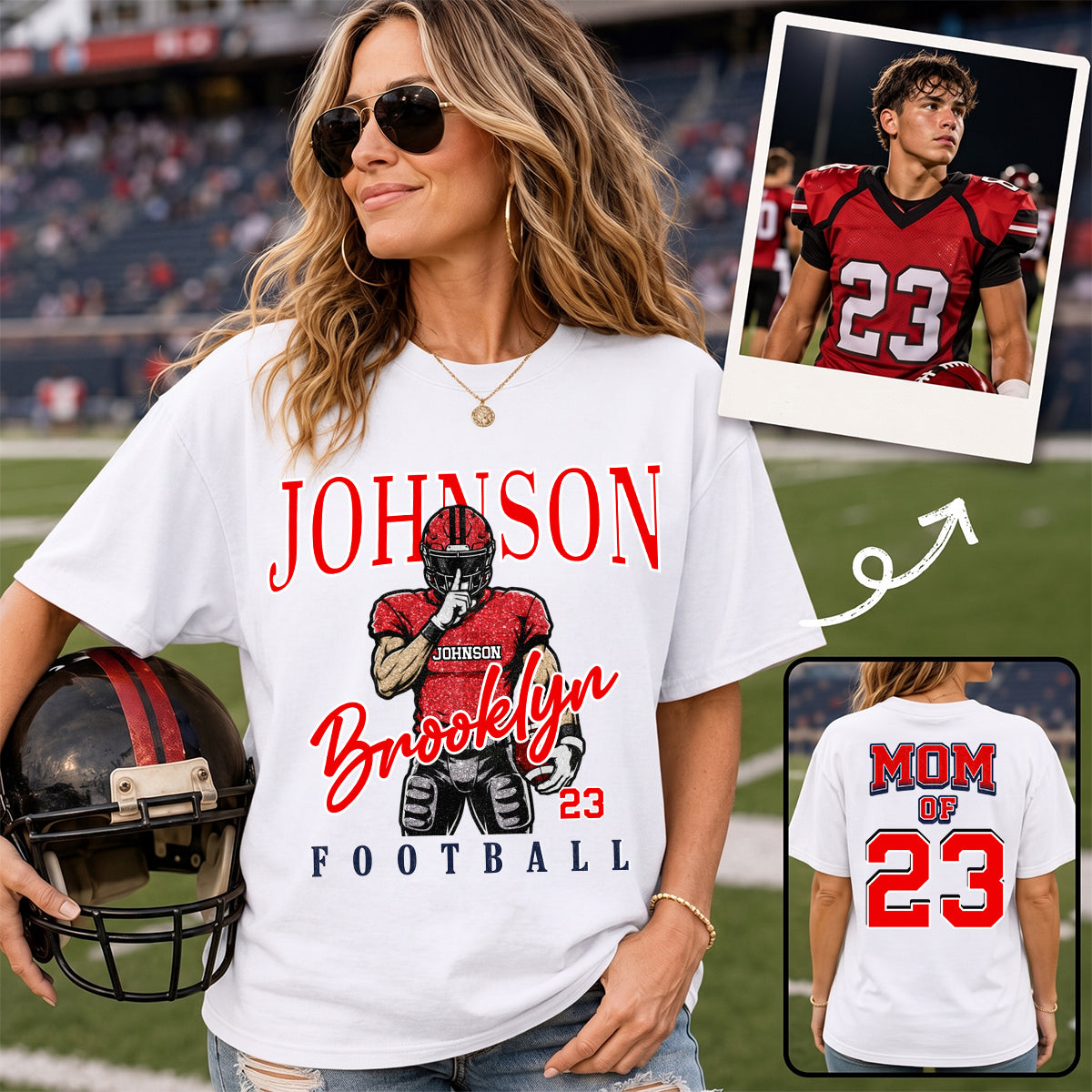 American Football Fan Shirt – Personalized Retro Design with Custom Name & Number