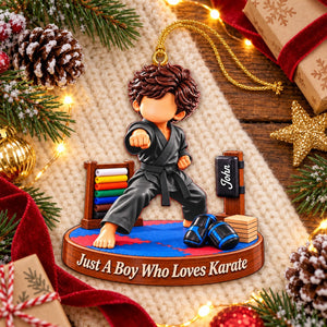Karate Gift - Just A Boy Who Loves Karate Personalized Christmas Ornament