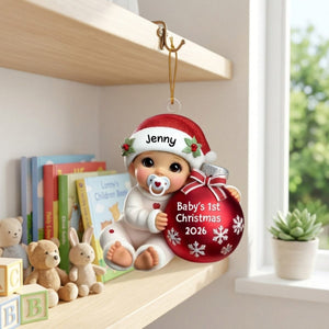 Baby Beside Christmas Bauble – Baby's 1st Christmas Personalized Ornament