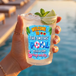WELCOME TO POOL Summer Vacation And Poolside Gifts- Personalized Frosted Cups for Pool Party