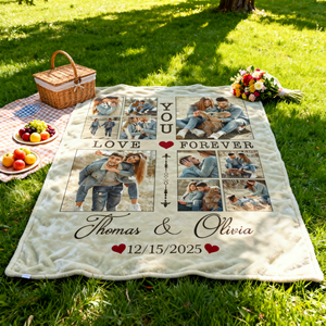 Personalized Couple Blanket With Photo, Custom Photo Blanket For Her, Picture Collage Gift For Couple, Anniversary Valentine’s Day Gifts For Her