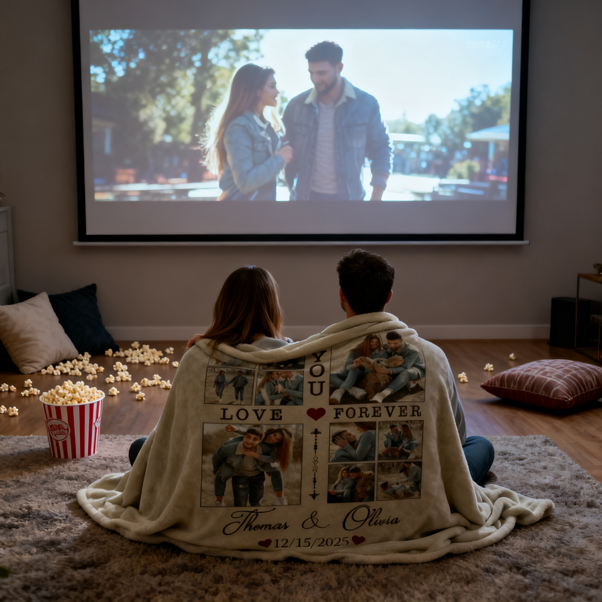 Personalized Couple Blanket With Photo, Custom Photo Blanket For Her, Picture Collage Gift For Couple, Anniversary Valentine’s Day Gifts For Her
